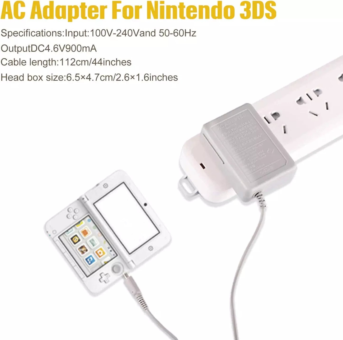 Cargador de pared de CA para Nintendo DSi / 2DS / 3DS / DSi XL (cable adaptador de corriente con enchufe estadounidense)