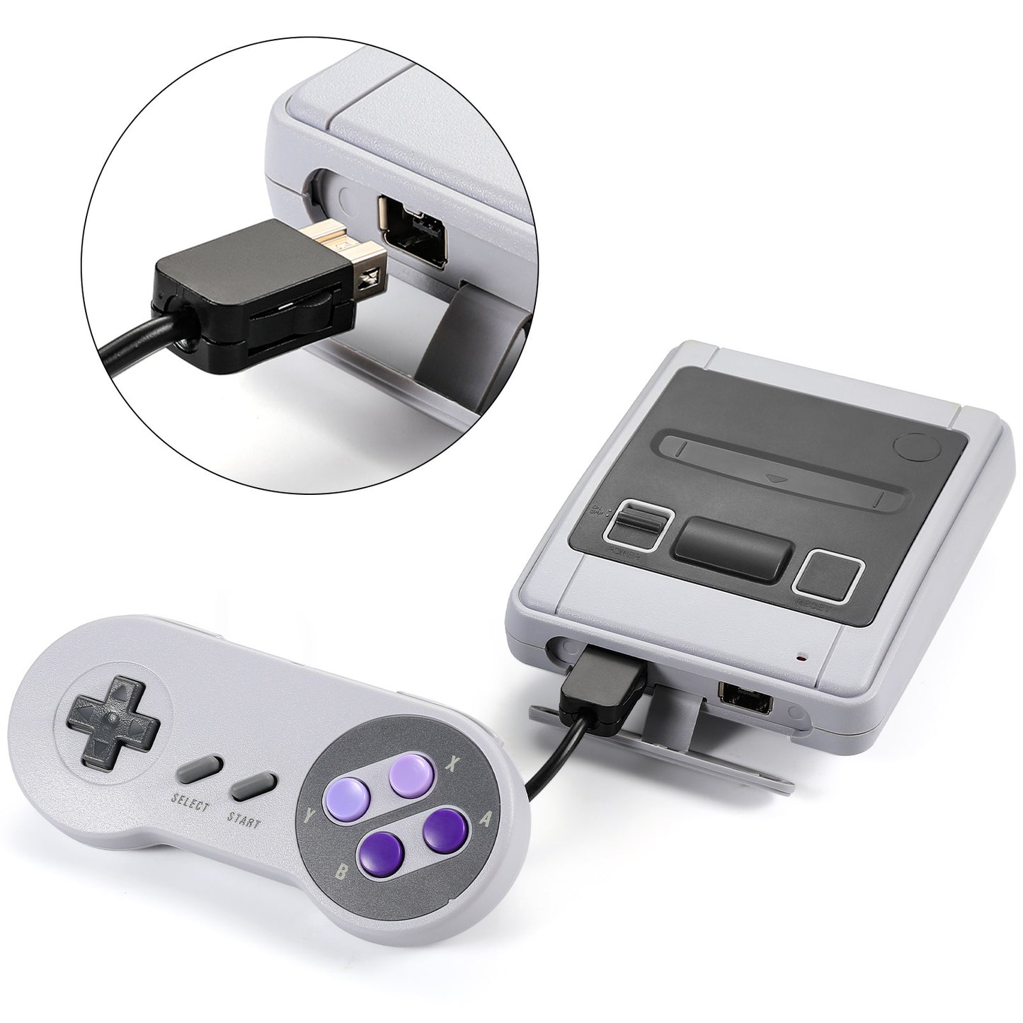 Kabelgebundenes Gamepad für SNES/SFC – Klassischer Controller für Super Nintendo- und Wii-Ports