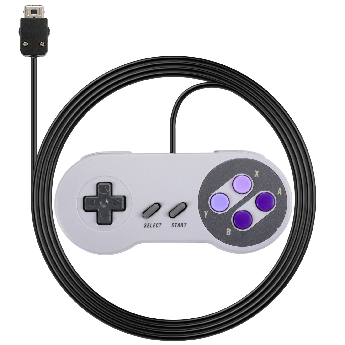 Kabelgebundenes Gamepad für SNES/SFC – Klassischer Controller für Super Nintendo- und Wii-Ports