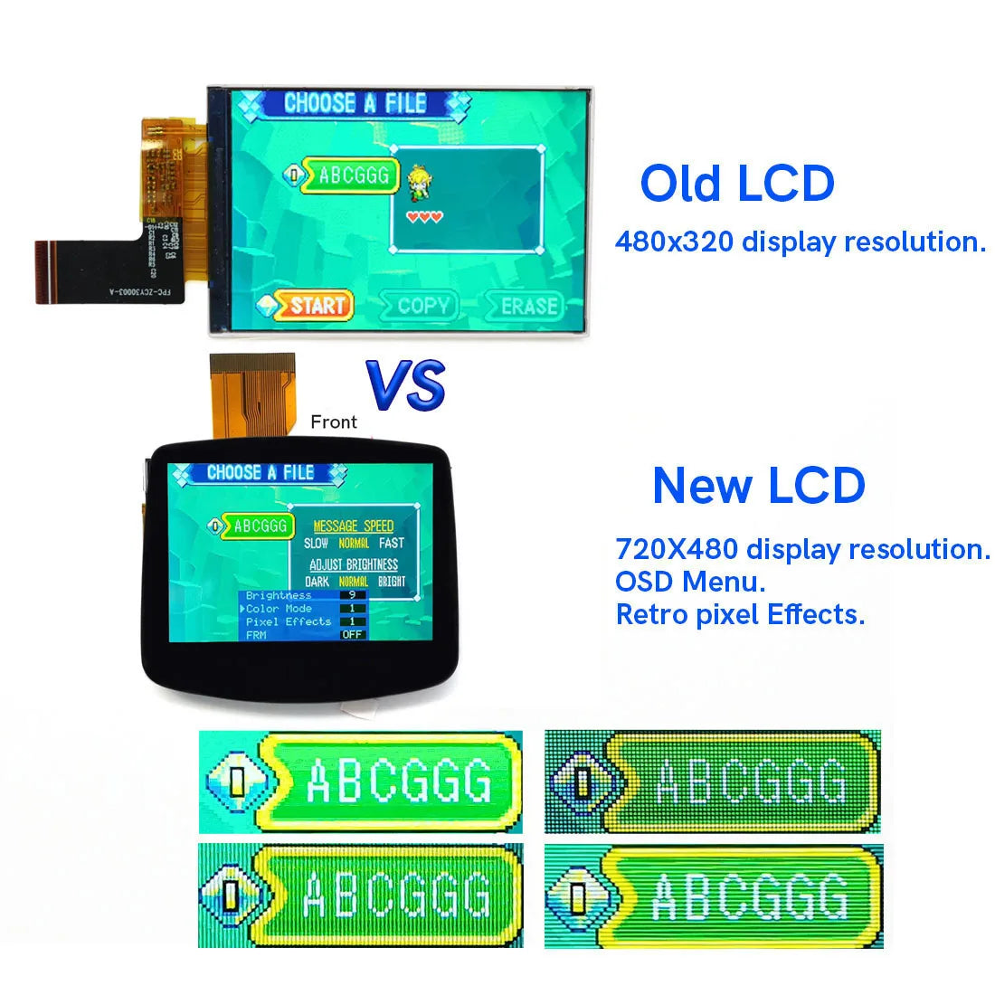 GBA IPS LCD V5 Laminiertes Bildschirm-Kit (720×480) mit Hülle