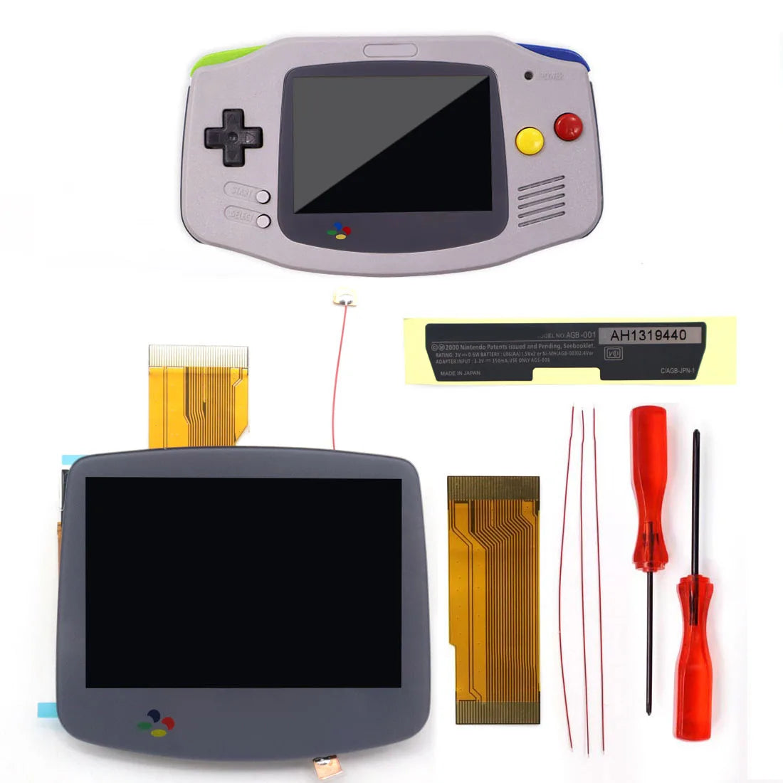 GBA IPS LCD V5 Laminiertes Bildschirm-Kit (720×480) mit Hülle