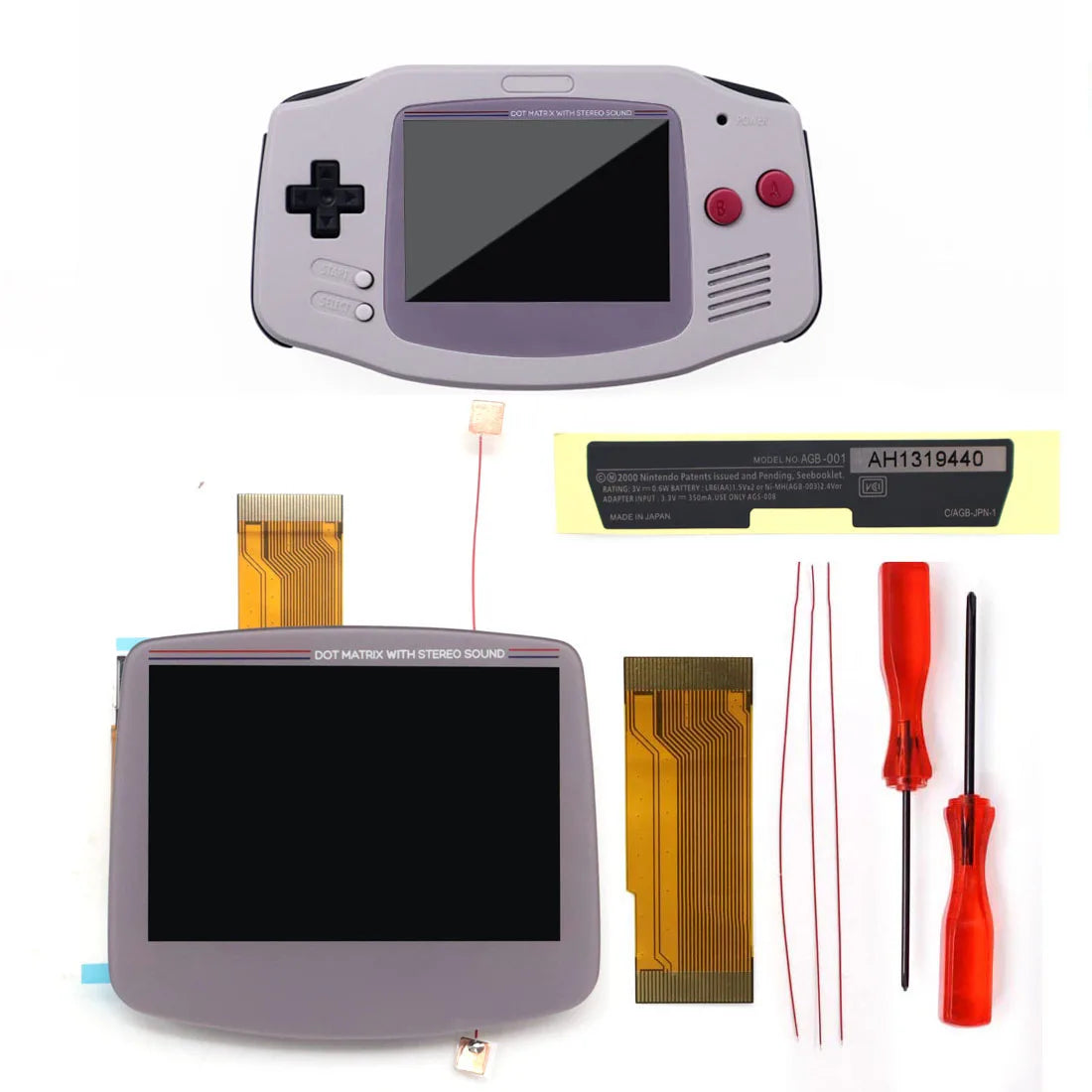 GBA IPS LCD V5 Laminiertes Bildschirm-Kit (720×480) mit Hülle