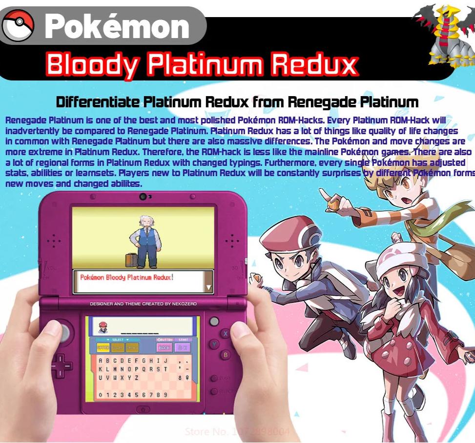 Pokemon Bloody Platinum Redux NDS-Spielkarte mit Box, englische Version