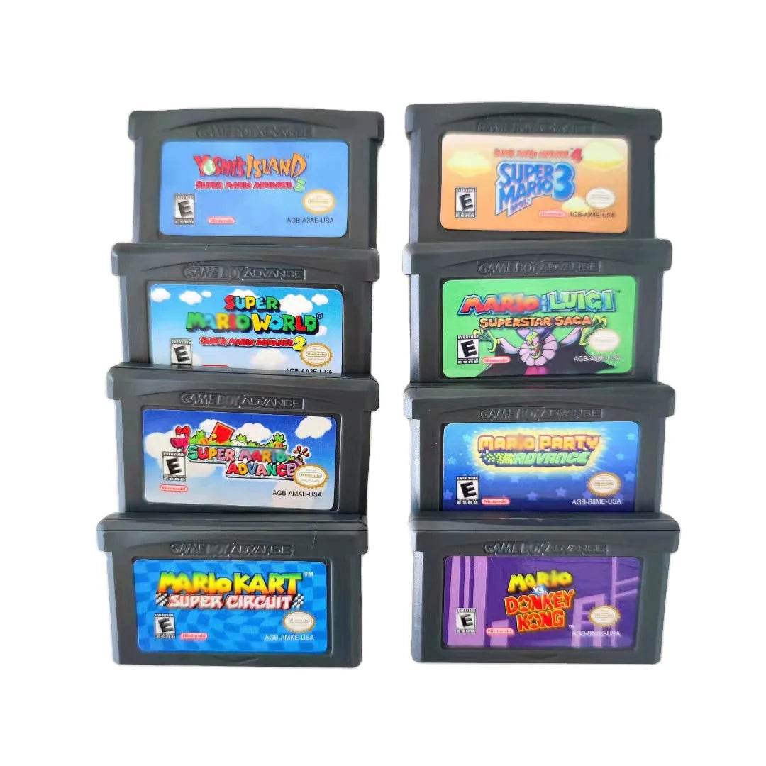 Nintendo GBA Game Cartridge GameBoy Advanced: Super Mario Series Advance 2 EUR BLUE Advance 2 USA BLUE Mario Kart USA Luigi Saga USA Pinball Land USA Mario Party USA Mario Kart EUR Luigi Saga EUR Mario Advance 3 USA Mario Advance 3 EUR Mario Advance 2 USA Mario Advance 2 EUR Mario Advance USA Mario Advance EUR Mario Advance 4 USA Mario Advance 4 EUR Wario Ware Inc EUR Wario Land 4 EUR Mario Tennis EUR Mario Golf EUR