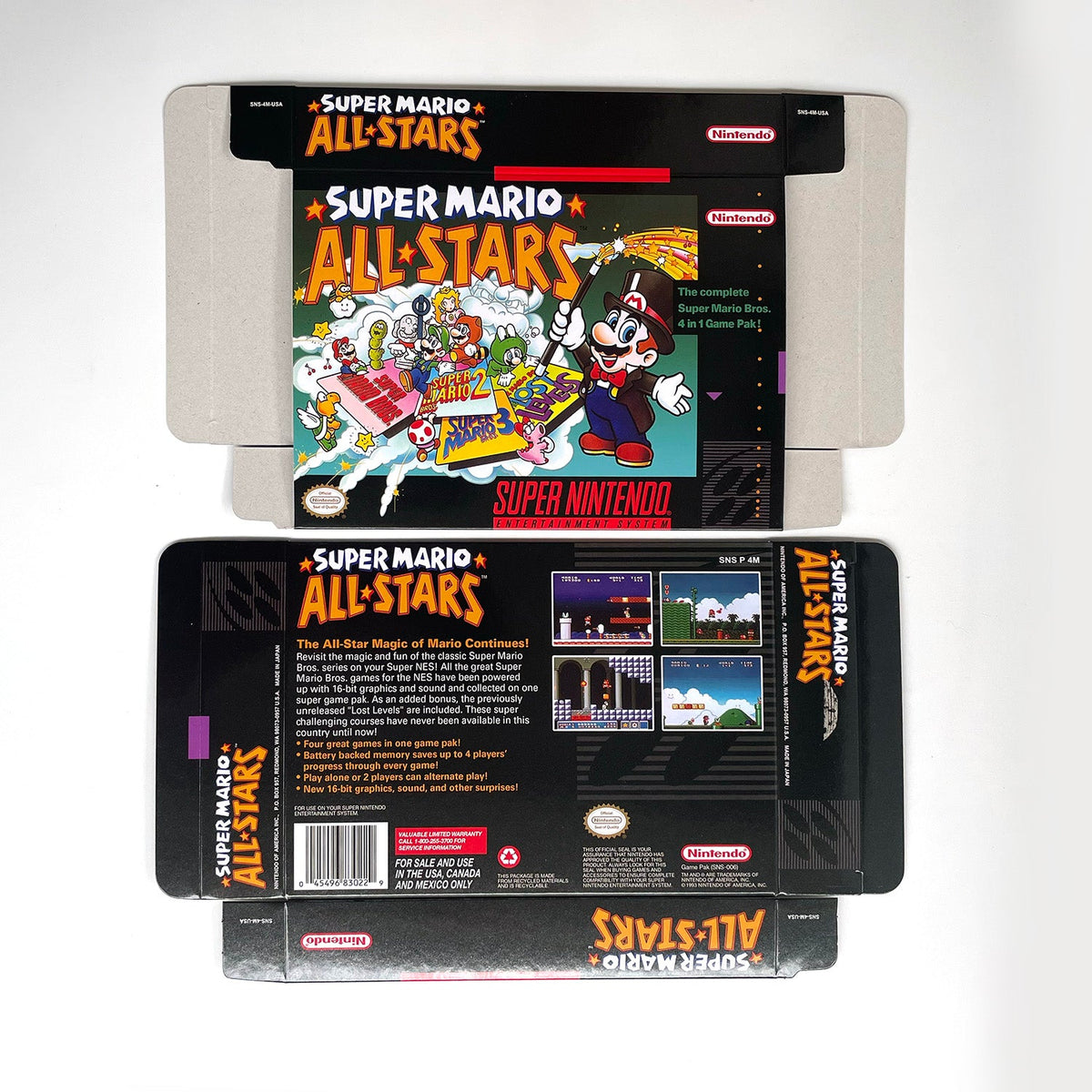 Super Mario All-Stars SNES Cartridge with Box | Super Nintendo 4-in-1 Collection