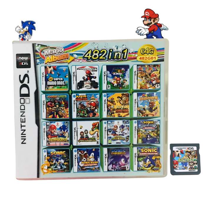 482-in-1 Mario Album DS-Spielemodul – Mega-Sammlung für Nintendo DS, DS Lite, DSi, 3DS