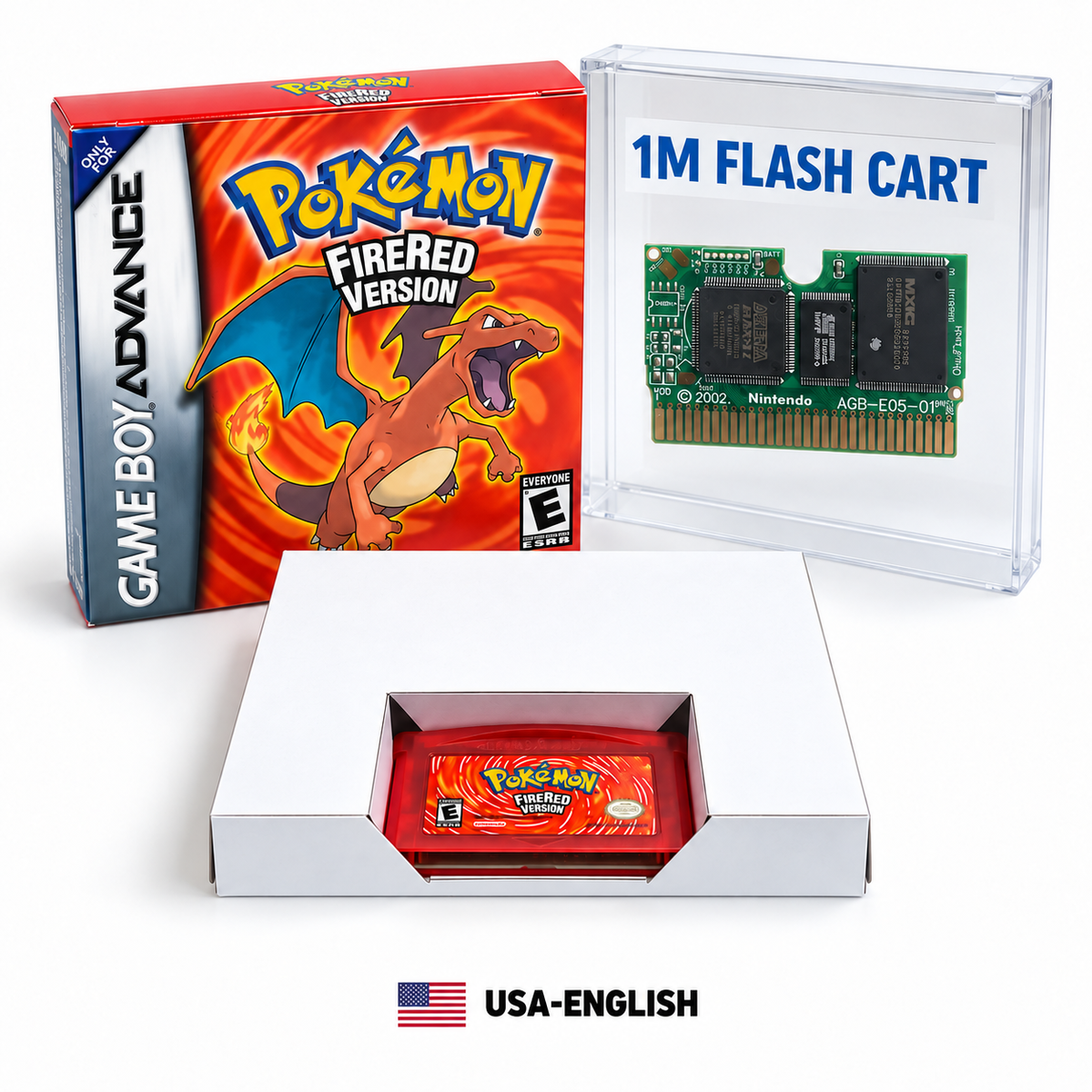 Pokémon FireRed Version 1M Flash Cart – GBA Cartridge with Box