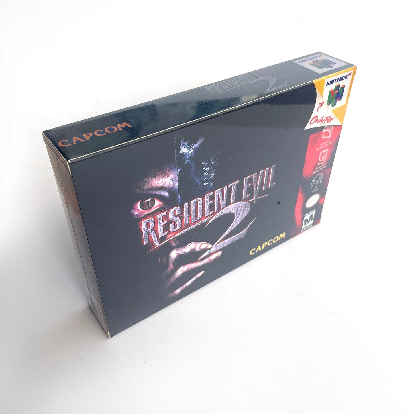 Resident Evil 2 N64 complete in box angled front view
