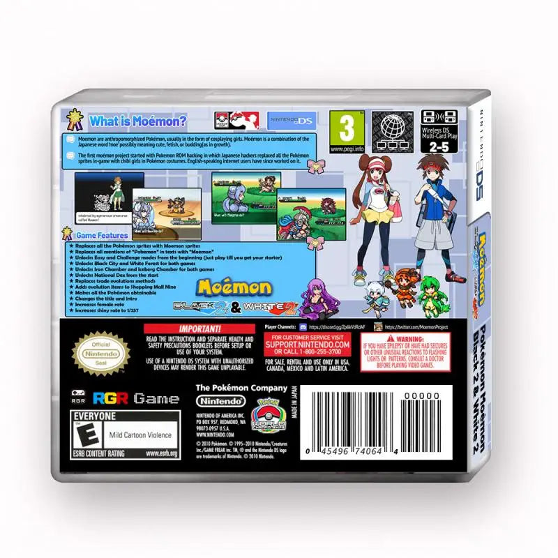Tarjeta de juego Nintendo Pokemon Moemon Black 2 &amp; White 2 NDS con versión en caja en inglés