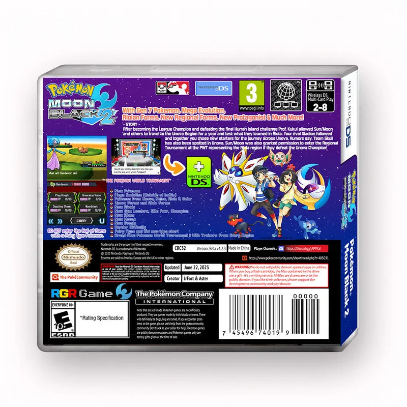 Nintendo DS Pokemon Moon Black 2 Nds Game Card Boxed USA English Version