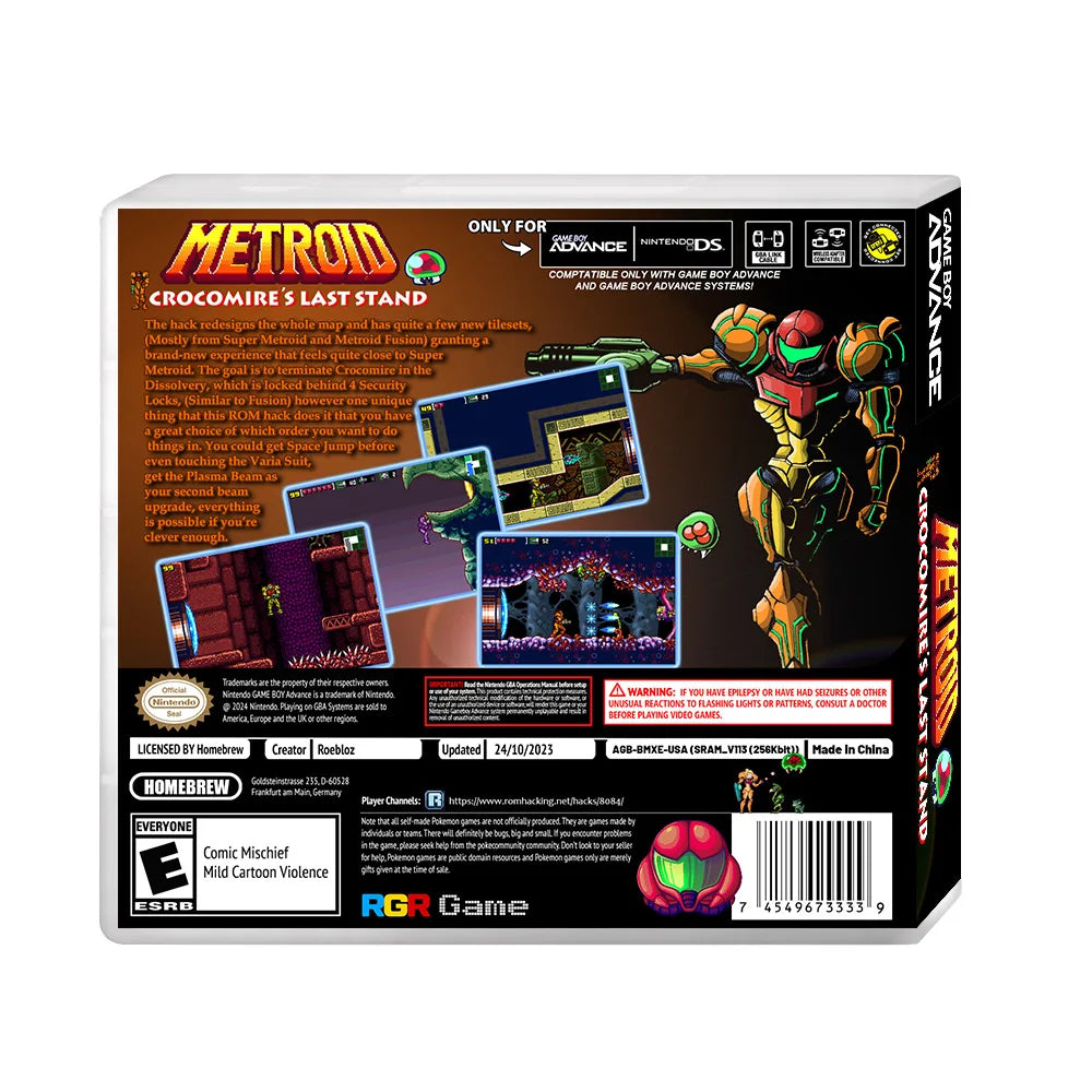 Metroid Prime: Crokomir's Last Stand Remastered  GBA Game Card Game - For GAME BOY ADVANCE