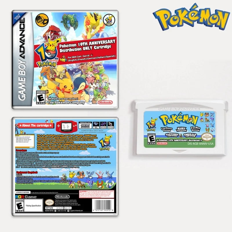 Nintendo Pokemon 10th Anniversary  Distribution Cartridge GBA with box
