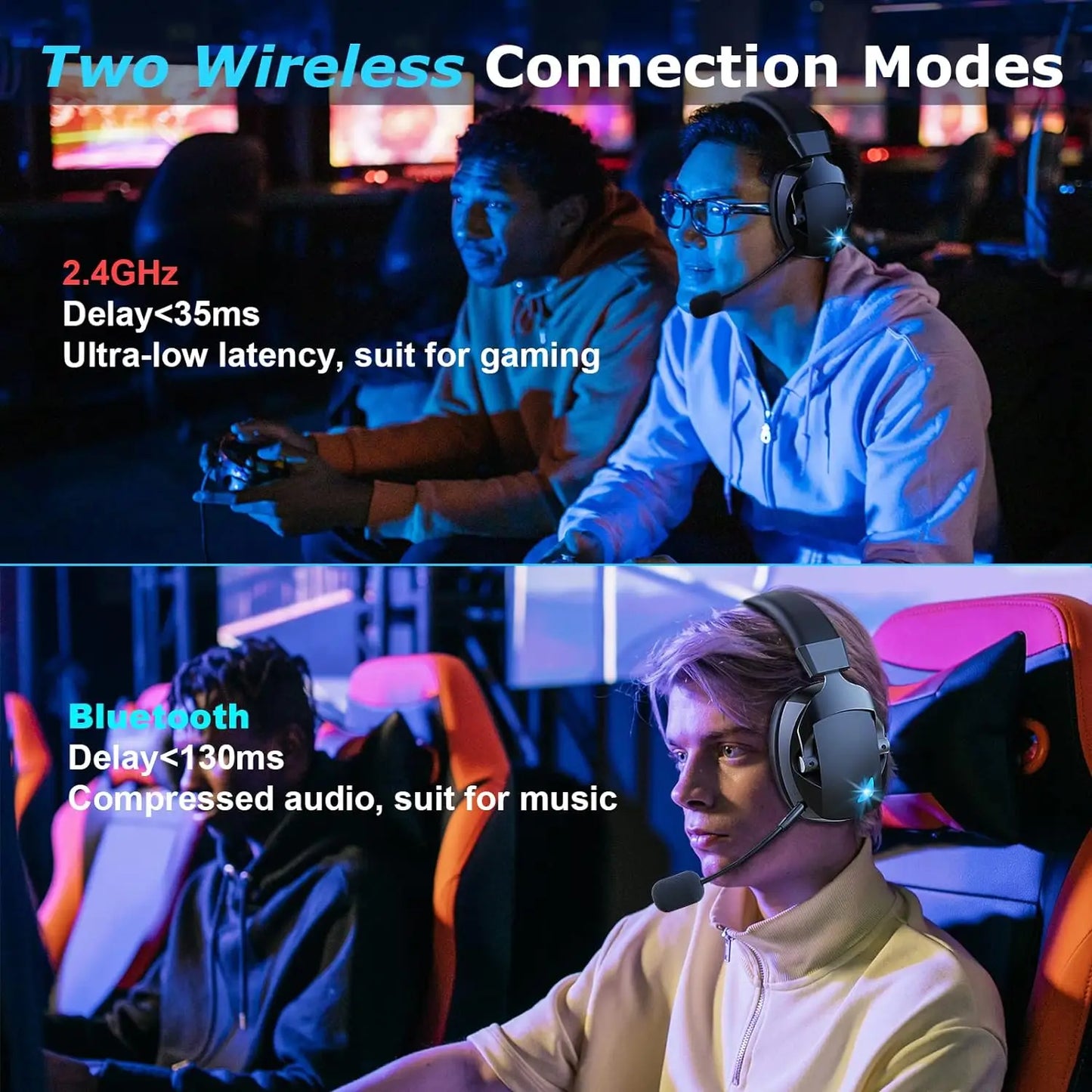 Wireless Gaming Headset with Noise-Cancelling Mic | PC, PS4, PS5, Switch