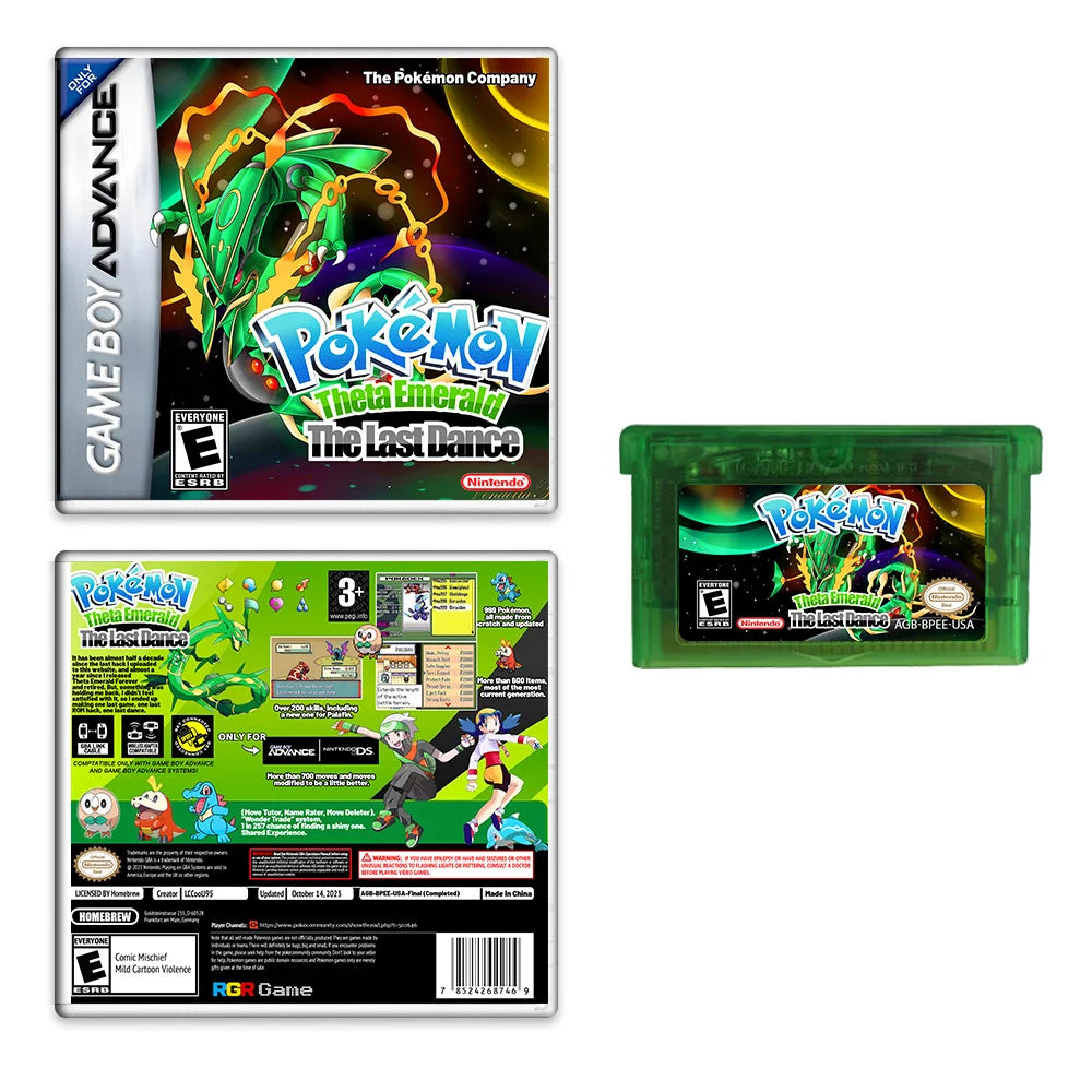 Pokemon Theta Emerald The Last Dance GBA Game Cartridge Boxed English Version -Nintendo Game Boy Advance