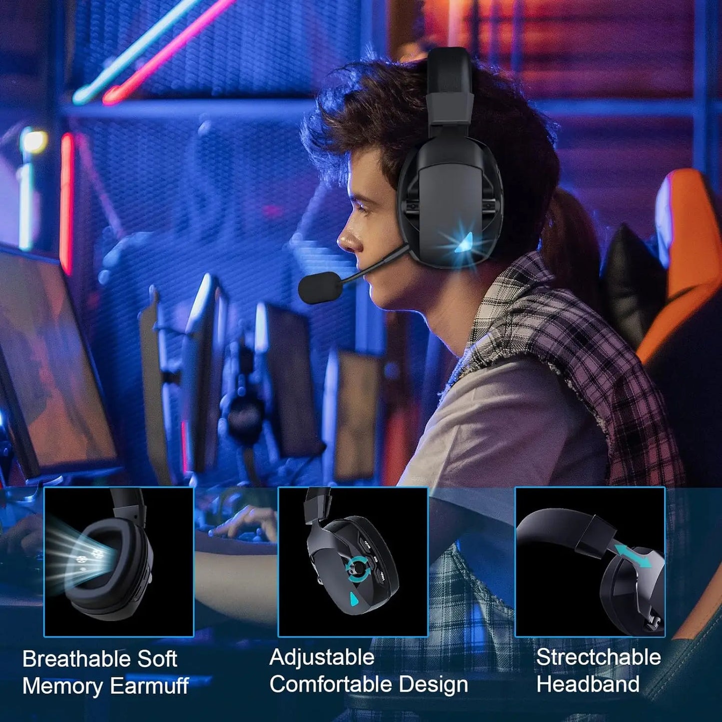 Wireless Gaming Headset with Noise-Cancelling Mic | PC, PS4, PS5, Switch
