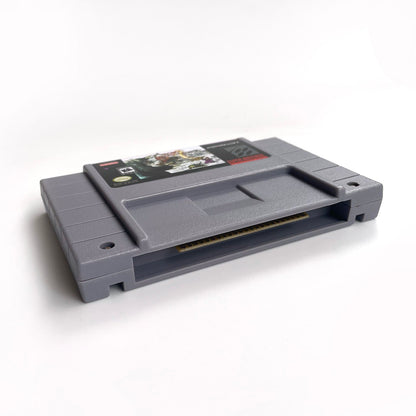 Bottom angled view of Chrono Trigger SNES cartridge.