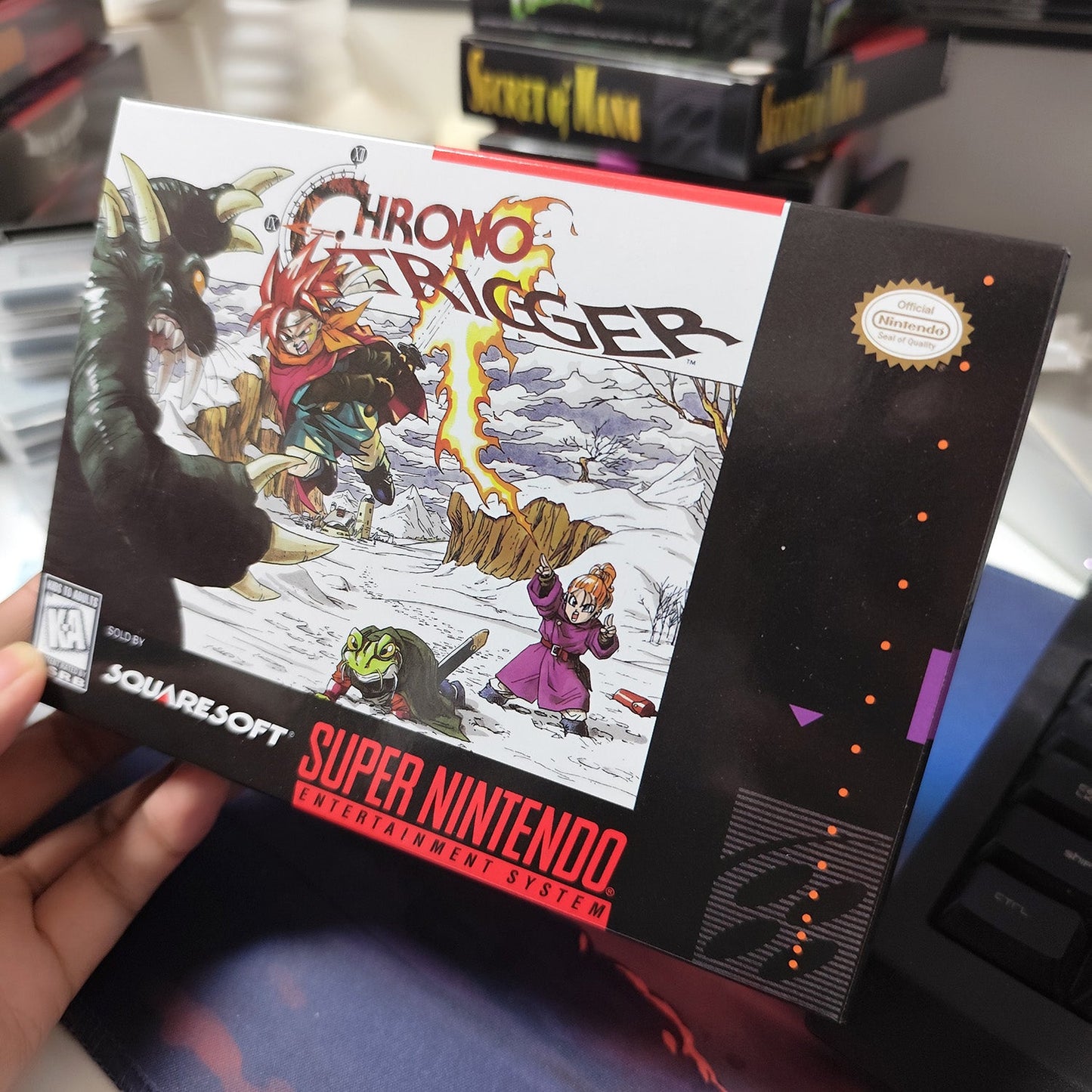 Close-up view of Chrono Trigger SNES front box artwork.