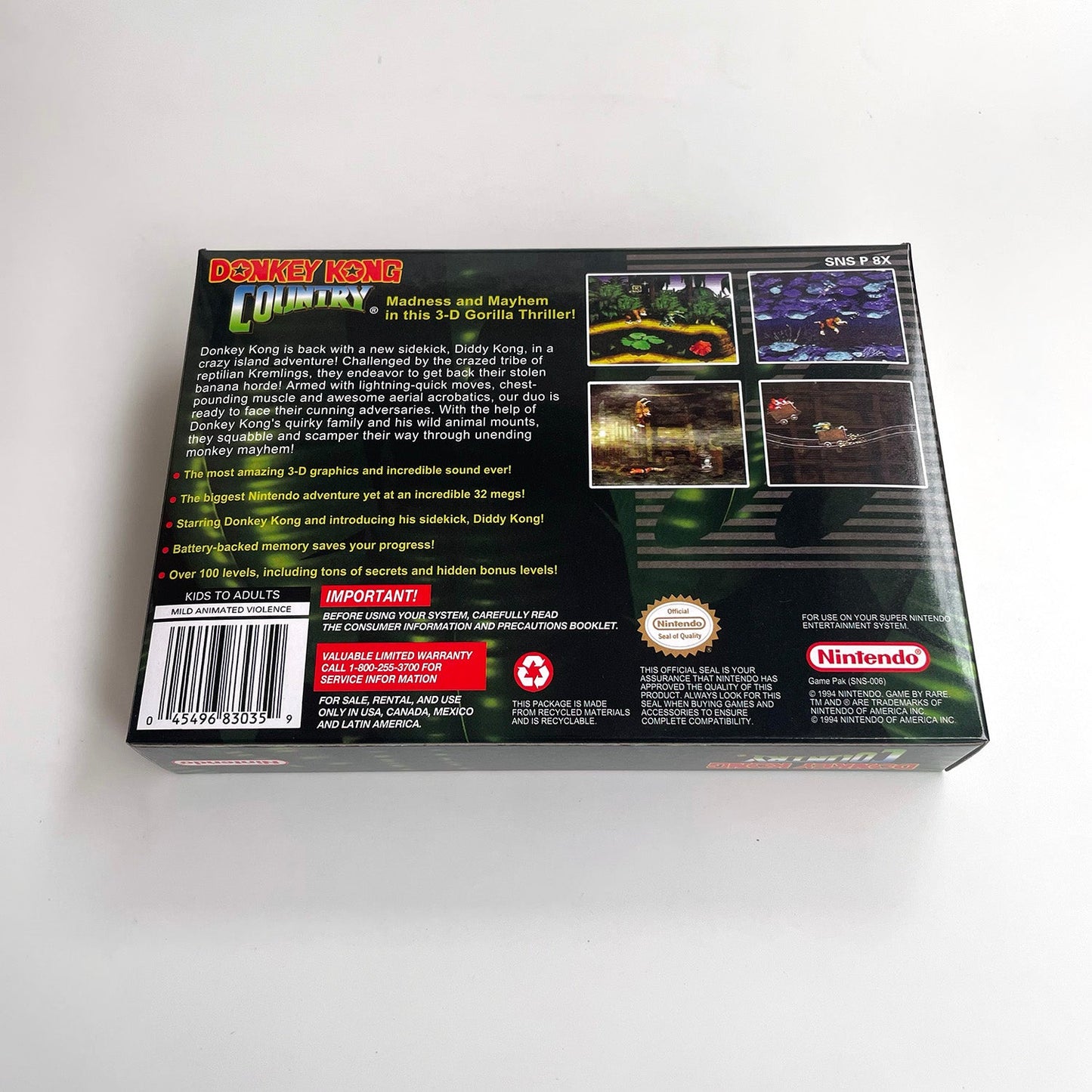 Donkey Kong Country SNES Cartridge with Box
