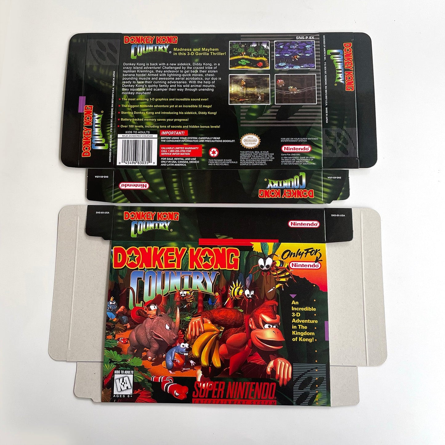 Donkey Kong Country SNES Cartridge with Box