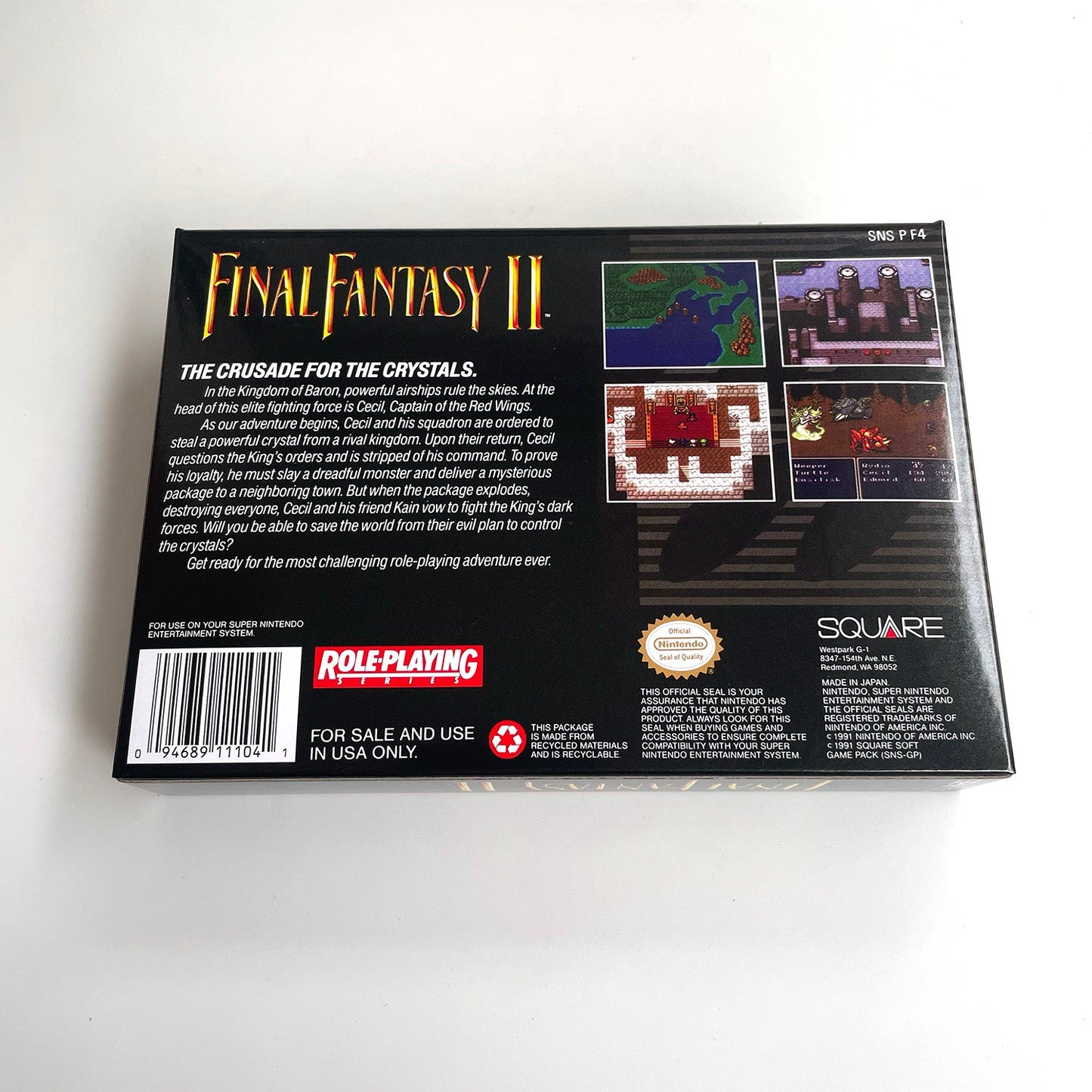 Final Fantasy II SNES Cartridge with Box | Super Nintendo RPG