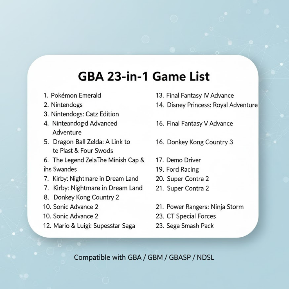 GBA 23-in-1 Super Games Collection 2 – EN002 Multi-Cart