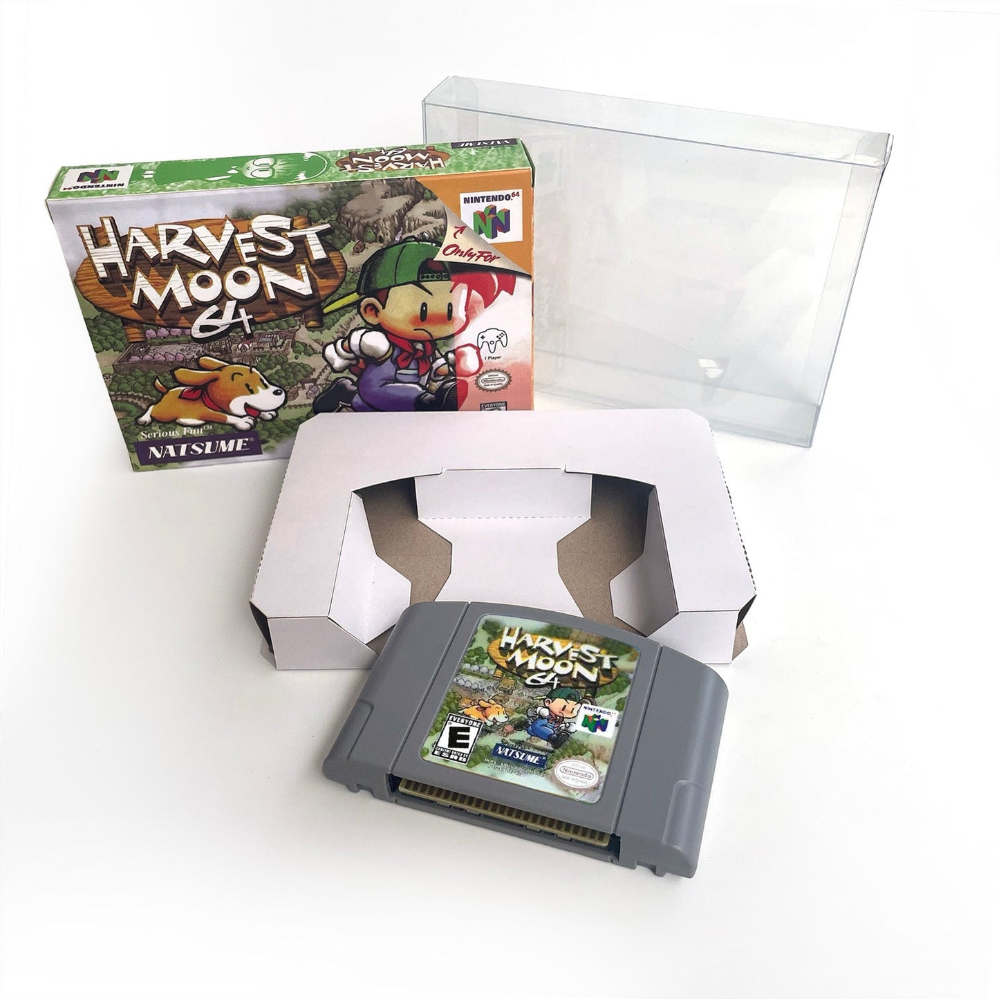 Harvest Moon 64 N64 cartridge with box and protective case complete set