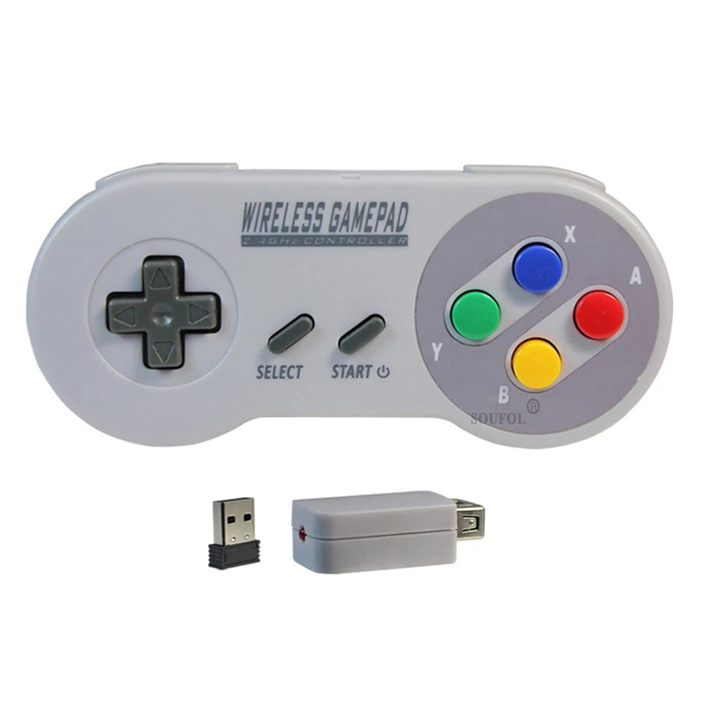 Wireless SNES Controller for SNES Mini, PC, Mac & Android | USB 2.4G Gamepad