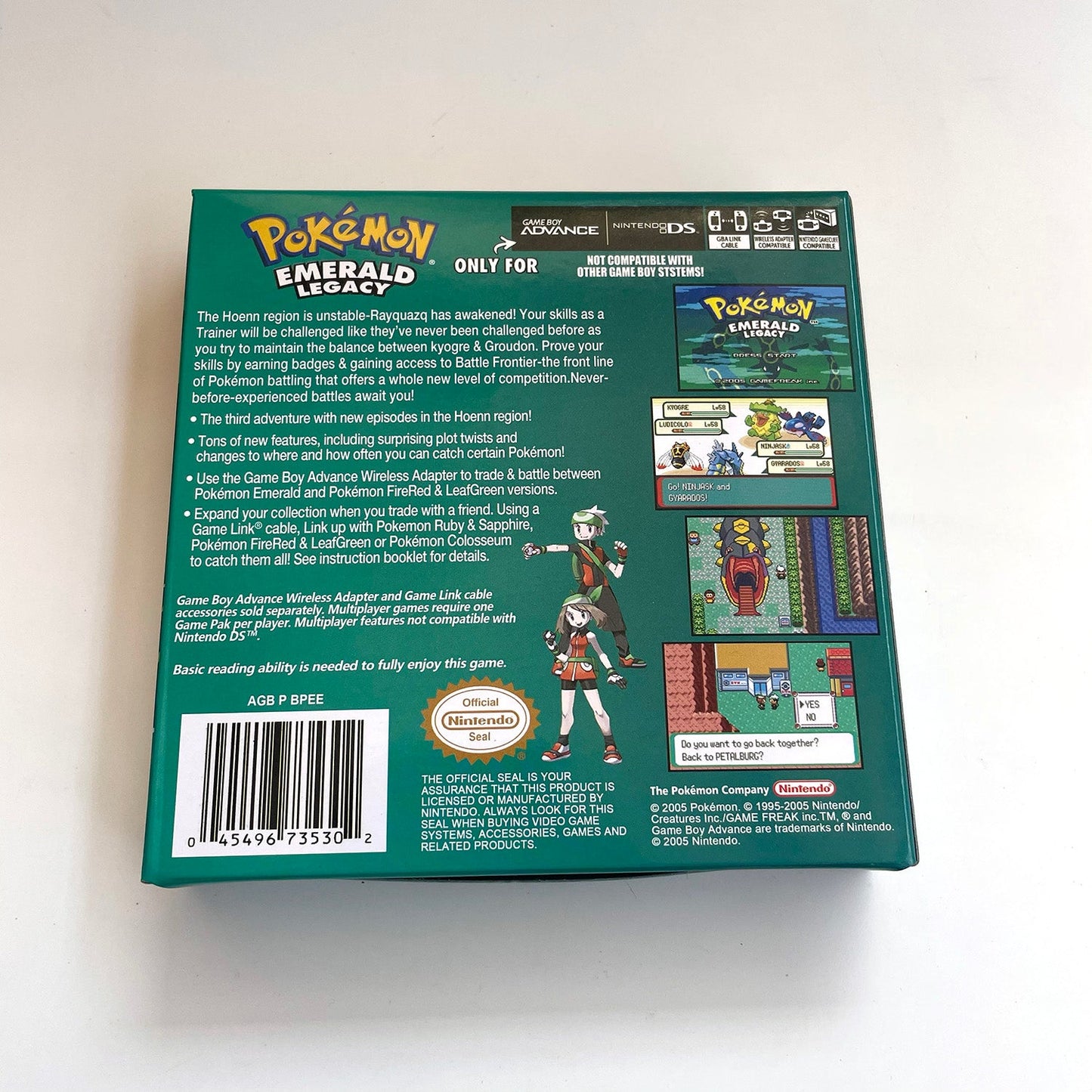 Pokémon Emerald Legacy RTC with Box - Gameboy Advance GBA
